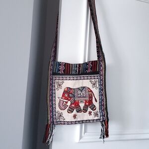 New Artisan Hipster Boho Elephant Print Crossbody Bag